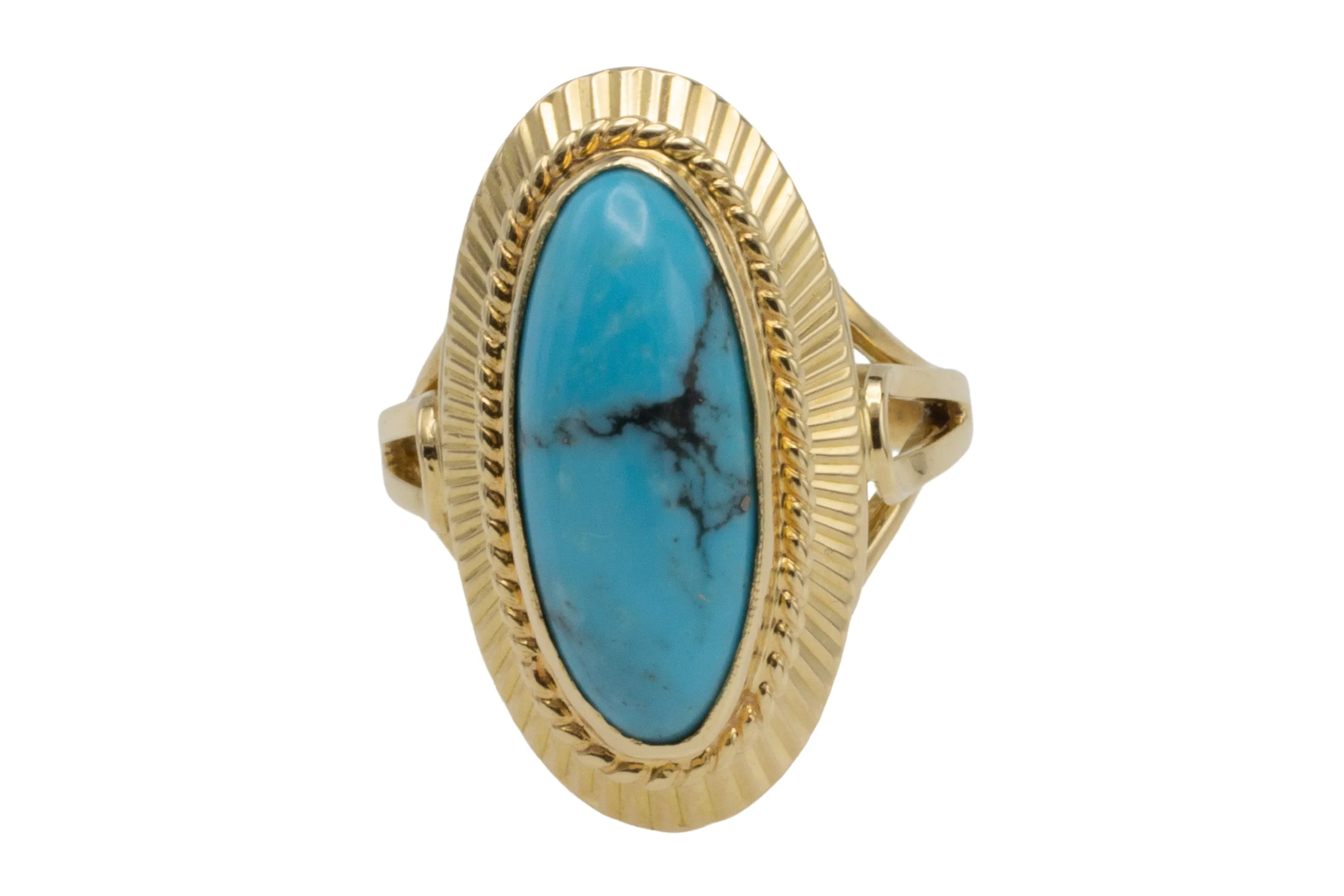 18 carat gold cabochon turquoise ring