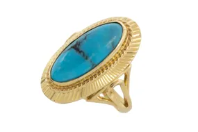 18 carat gold cabochon turquoise ring