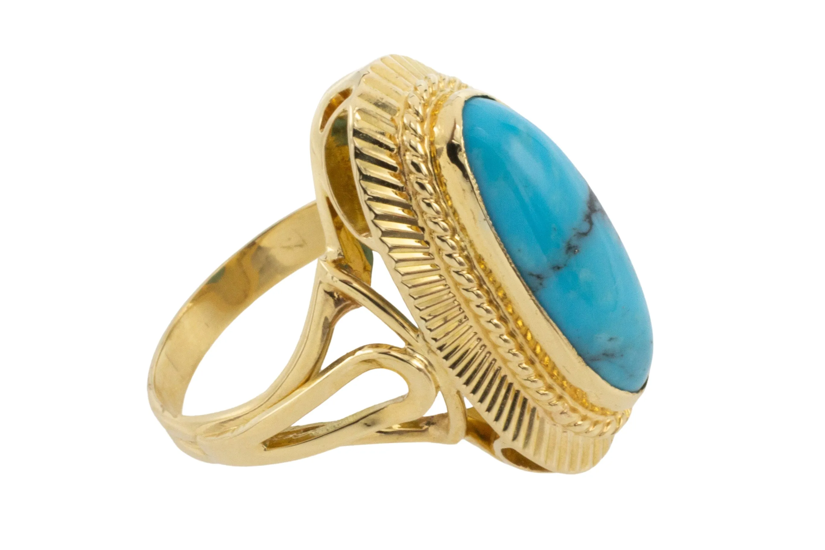 18 carat gold cabochon turquoise ring