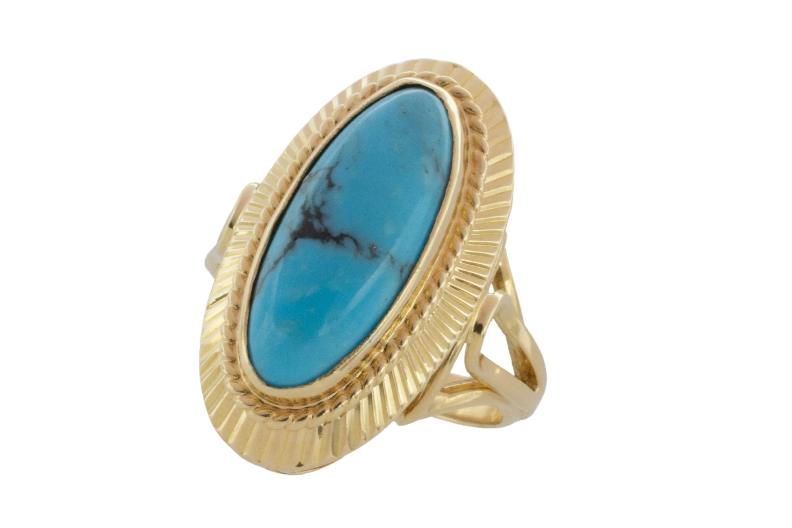 18 carat gold cabochon turquoise ring