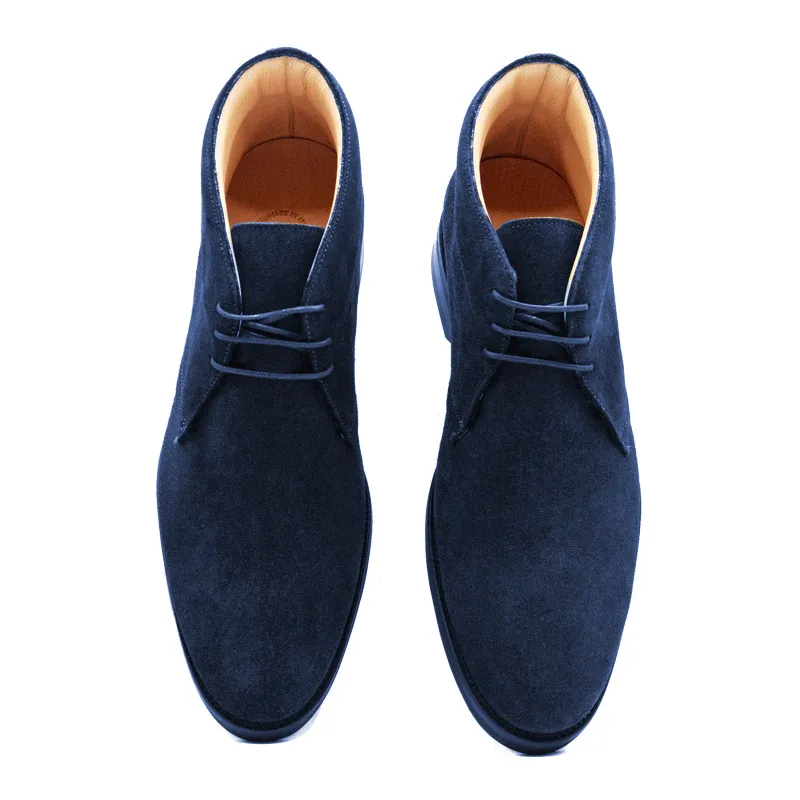 46-592-NVY MARCO Suede Calfskin Chukka Boot, Navy