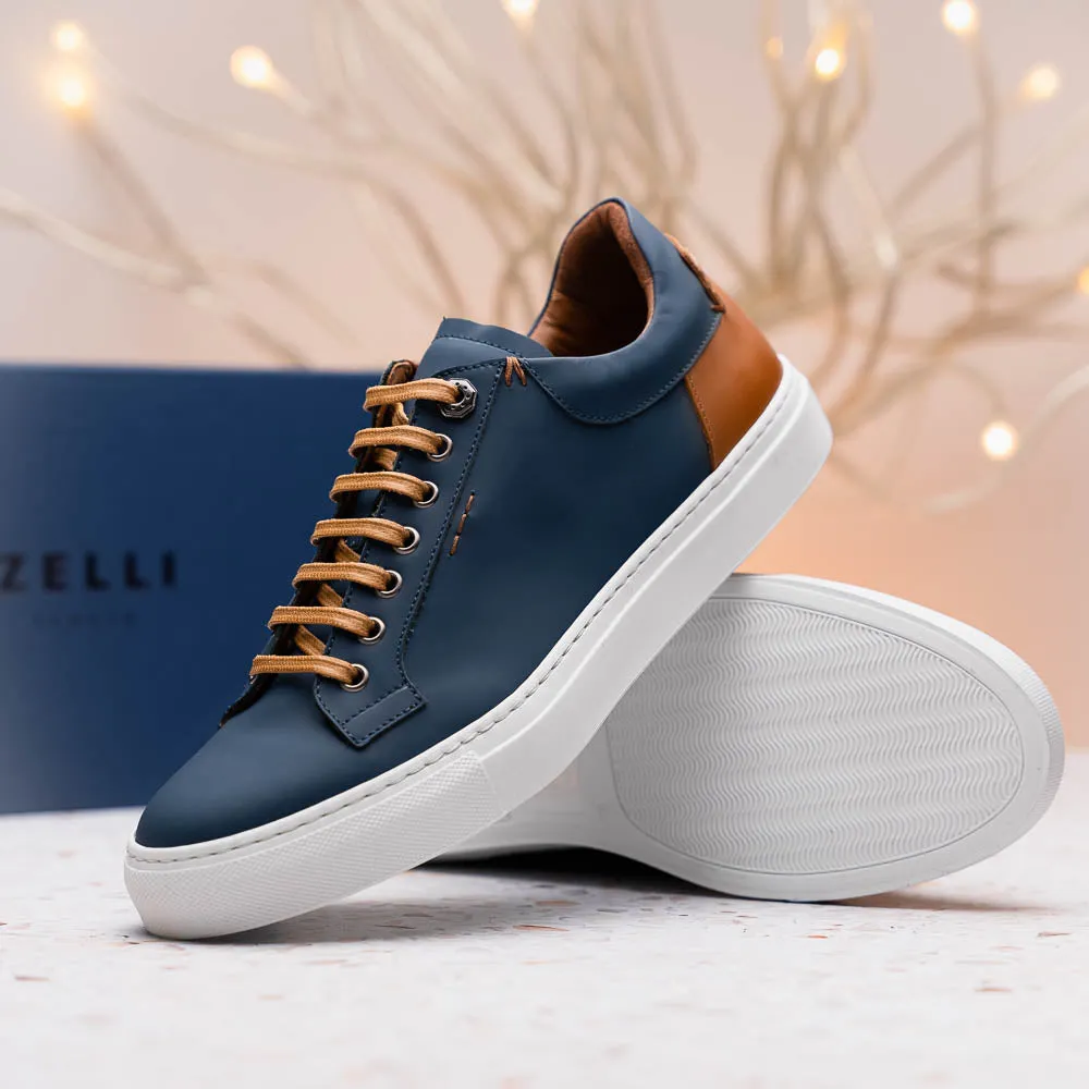 65-229-NVY Diaz Rubberized Calfskin Sneaker Navy