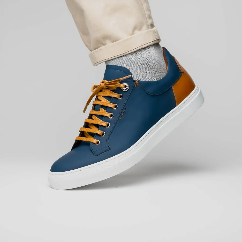 65-229-NVY Diaz Rubberized Calfskin Sneaker Navy