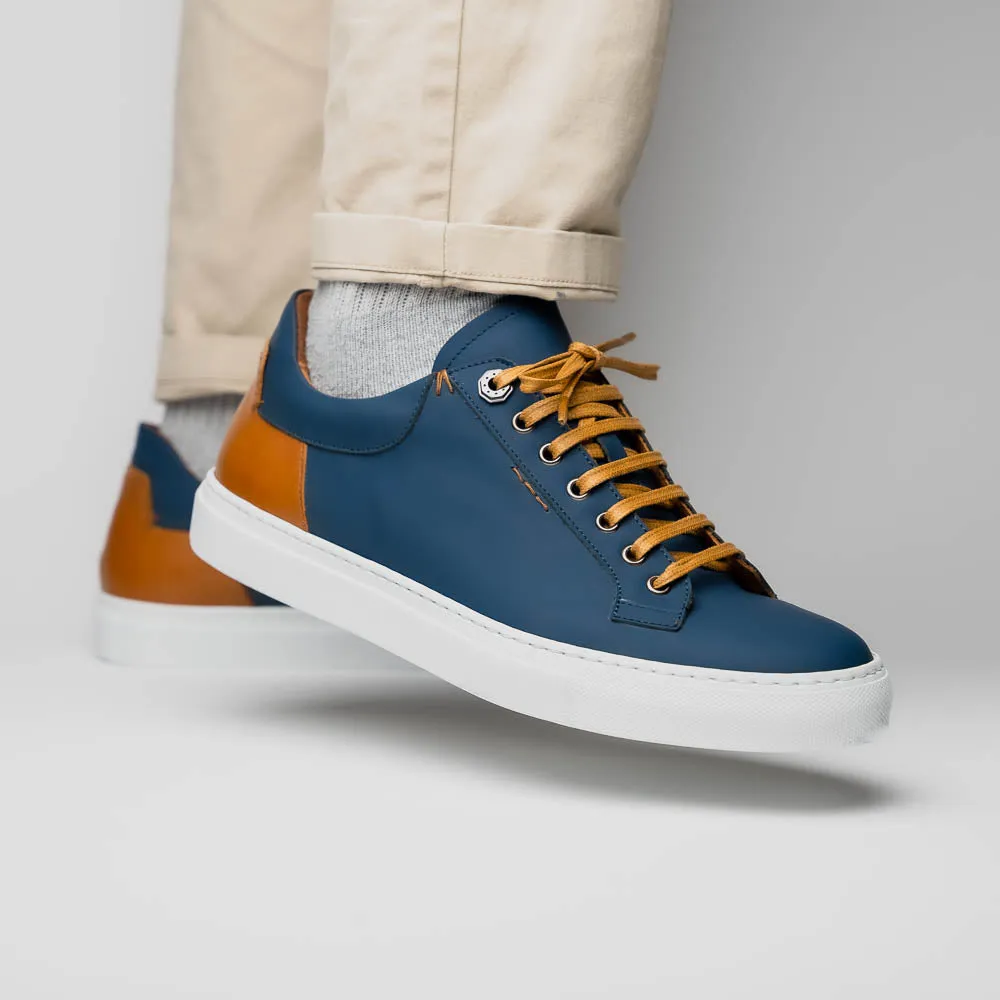 65-229-NVY Diaz Rubberized Calfskin Sneaker Navy