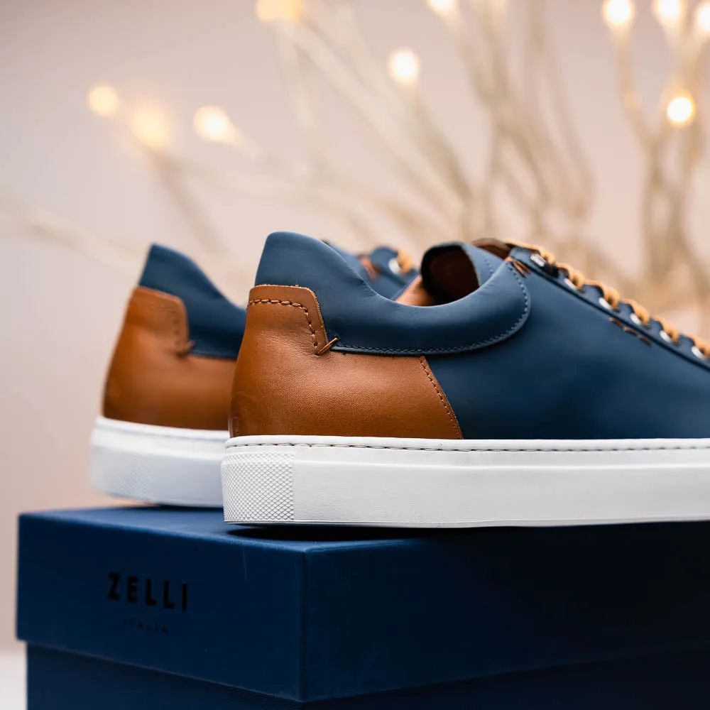 65-229-NVY Diaz Rubberized Calfskin Sneaker Navy