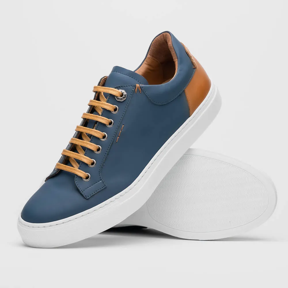 65-229-NVY Diaz Rubberized Calfskin Sneaker Navy