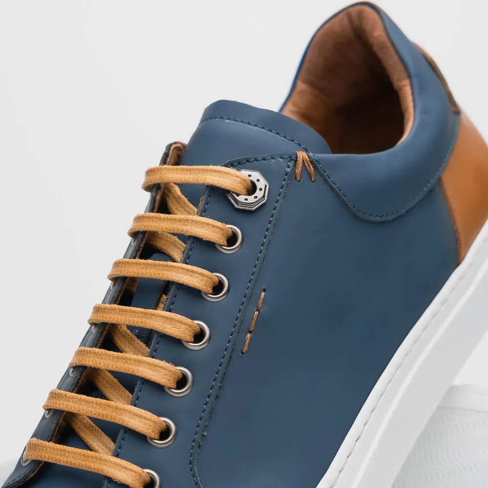 65-229-NVY Diaz Rubberized Calfskin Sneaker Navy