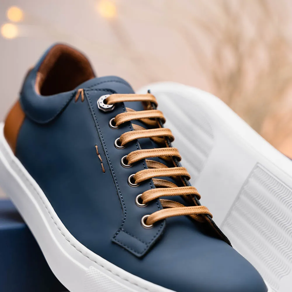 65-229-NVY Diaz Rubberized Calfskin Sneaker Navy