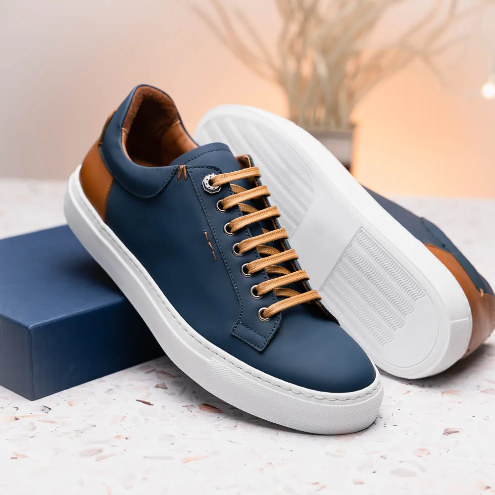 65-229-NVY Diaz Rubberized Calfskin Sneaker Navy