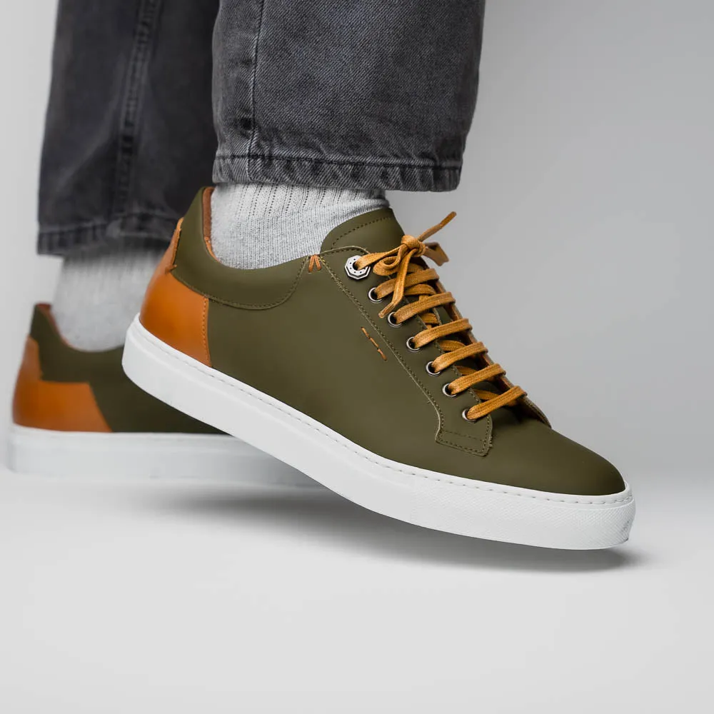 65-229-OLV Diaz Rubberized Calfskin Sneaker Olive Green