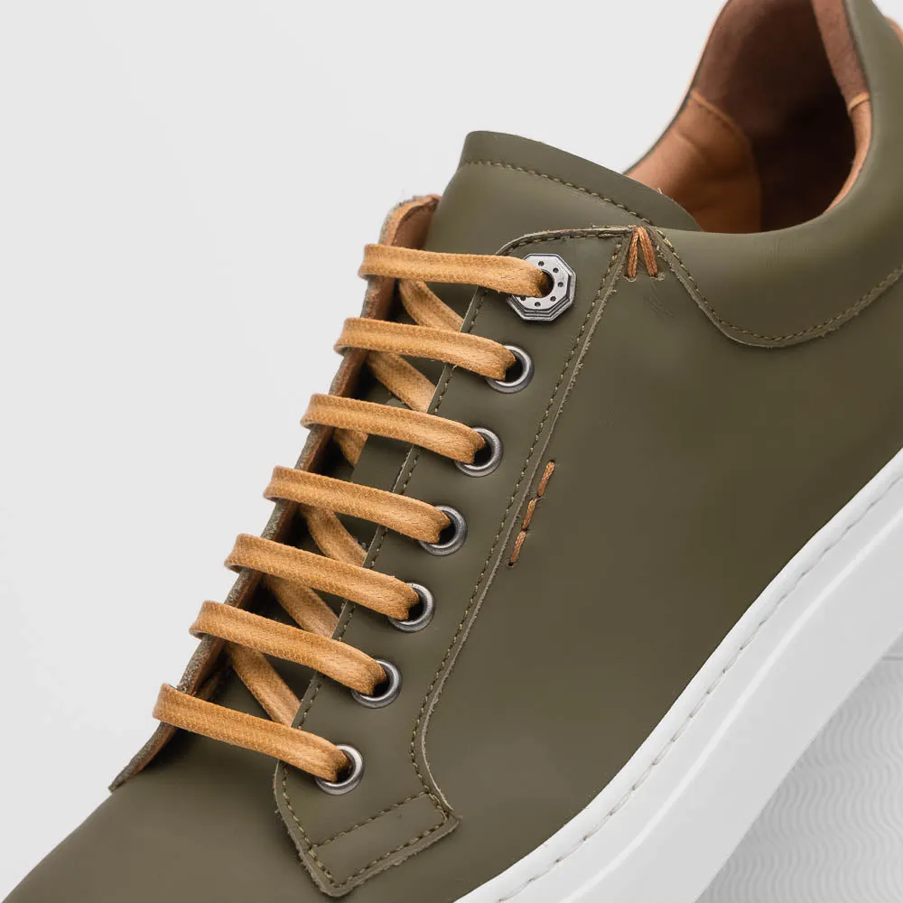 65-229-OLV Diaz Rubberized Calfskin Sneaker Olive Green