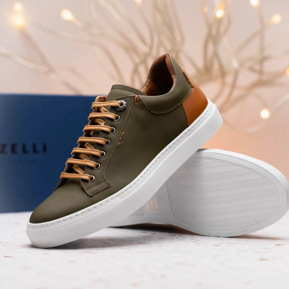 65-229-OLV Diaz Rubberized Calfskin Sneaker Olive Green