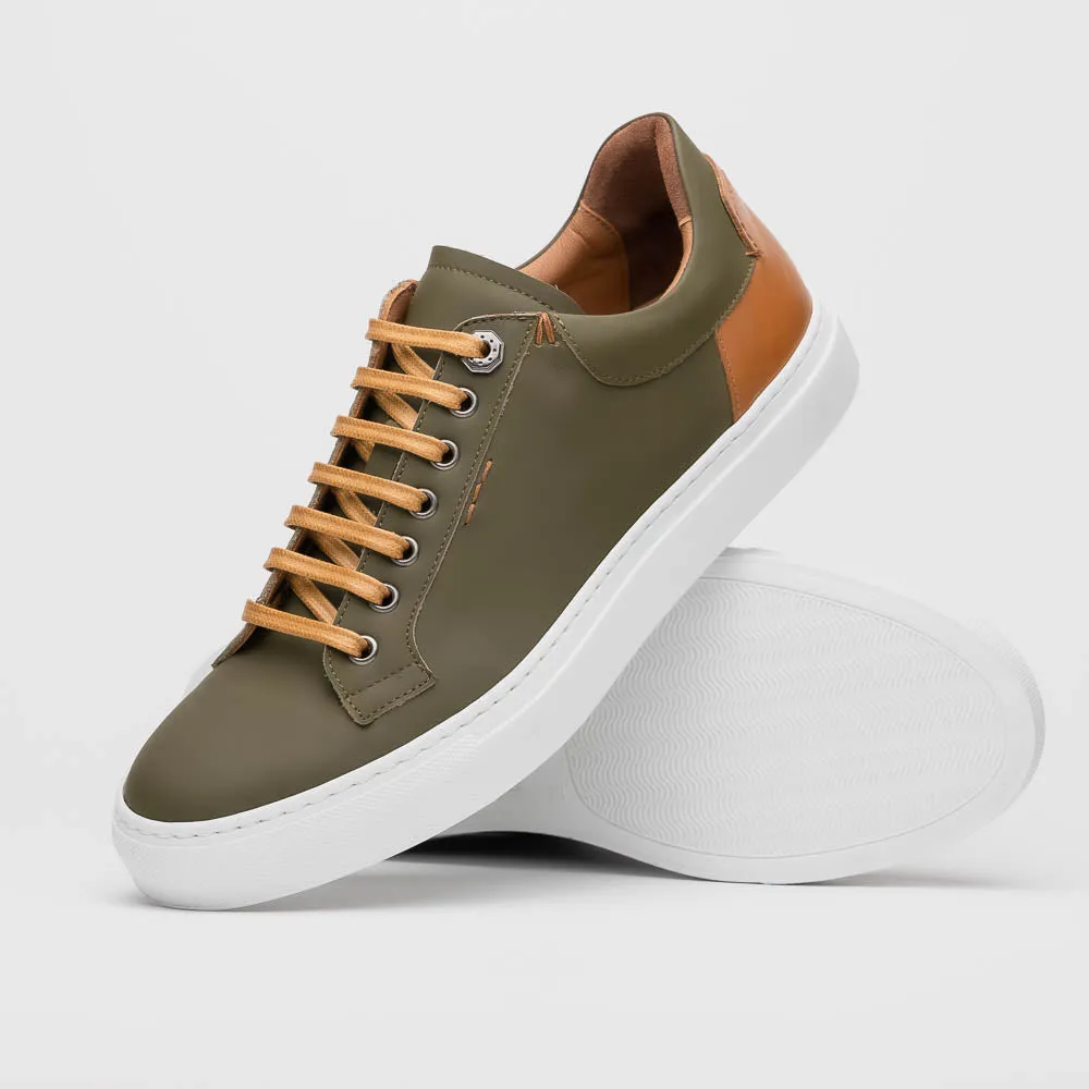 65-229-OLV Diaz Rubberized Calfskin Sneaker Olive Green