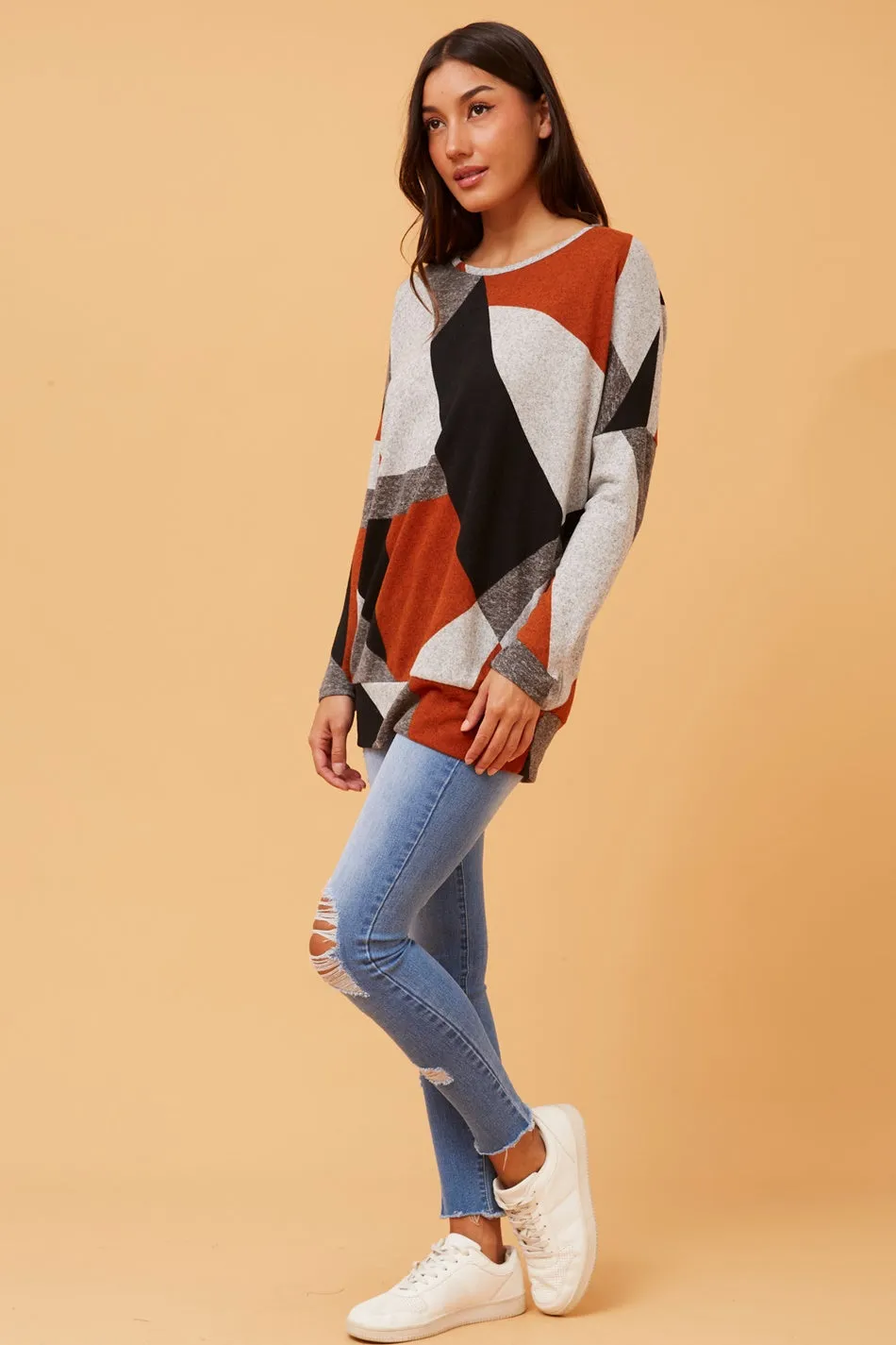 BIRD ABSTRACT PRINT TOP