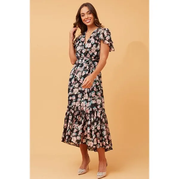 DAWN FLORAL CROSSOVER DRESS