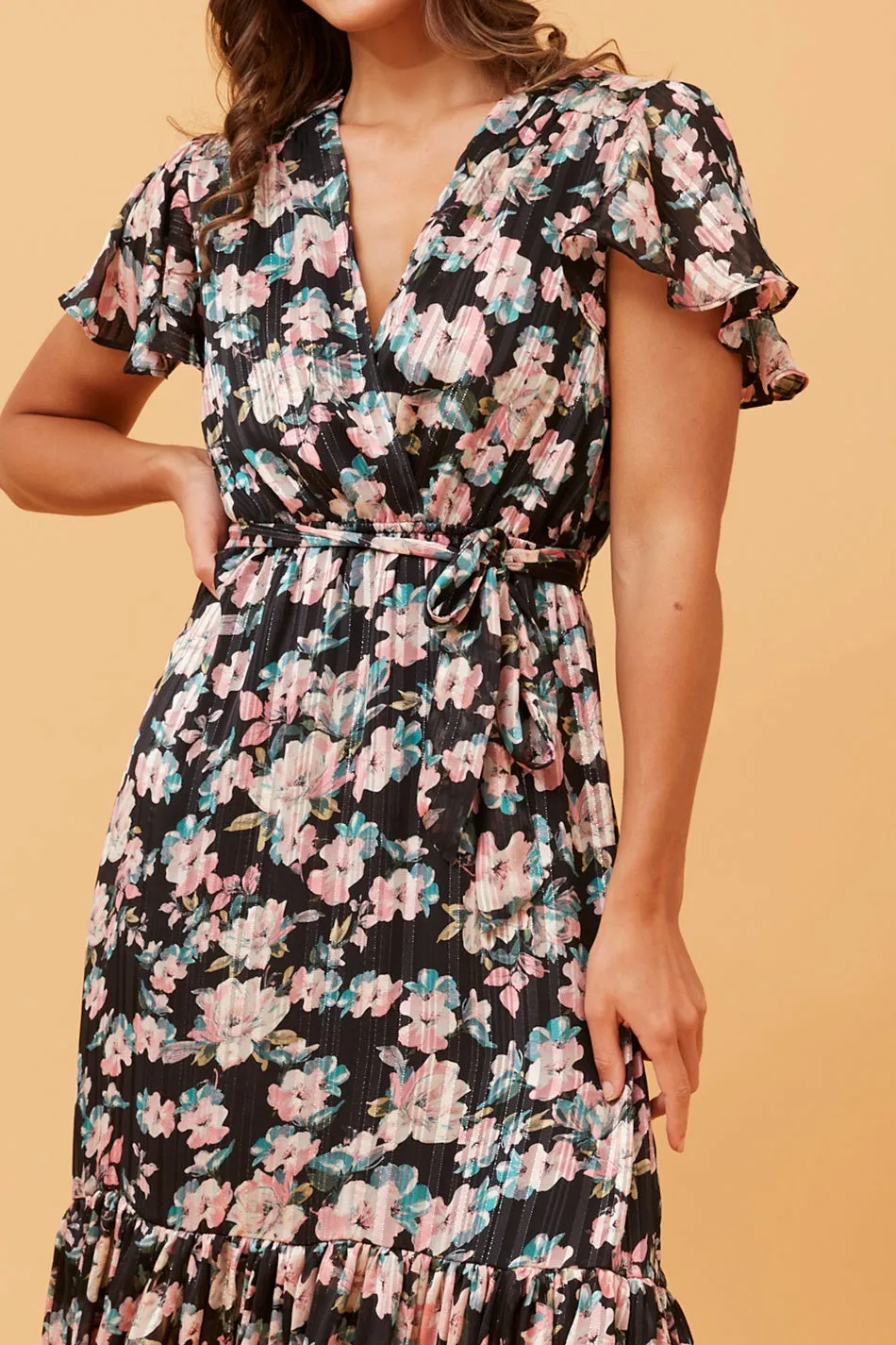 DAWN FLORAL CROSSOVER DRESS