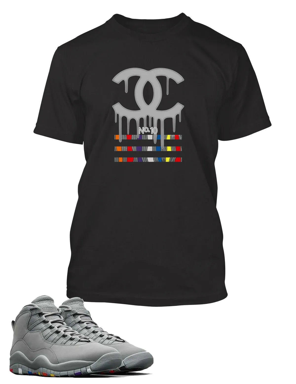 Drippin GG Graphic T Shirt to Match Air Jordan 10 Retro Gray Shoe