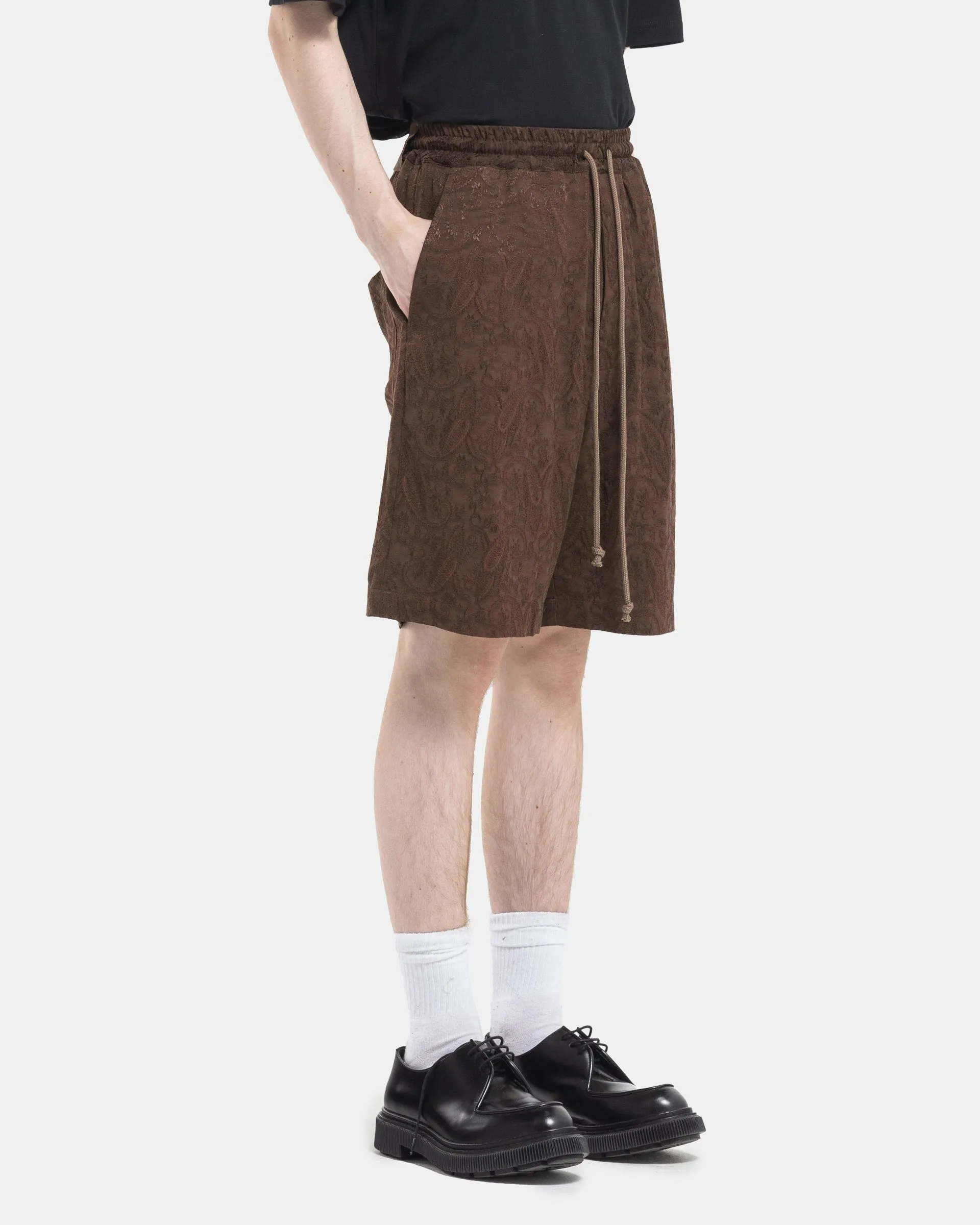 Elasticated Shorts in Brown