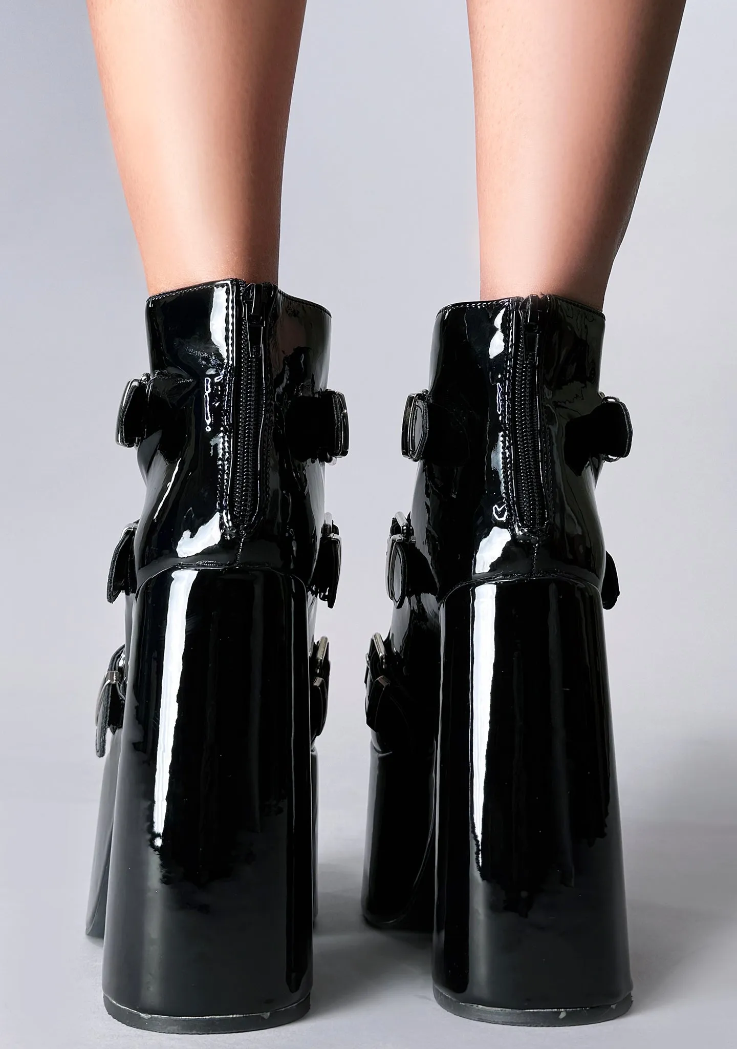 GOLFITO 03 Danger Zone Patent Black Platform Boots