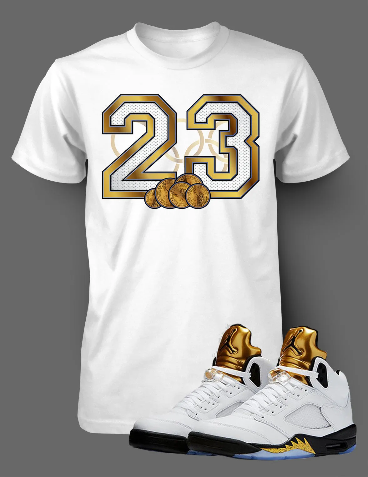 Graphic T Shirt To Match Retro Air Jordan 5 Olympics Shoe