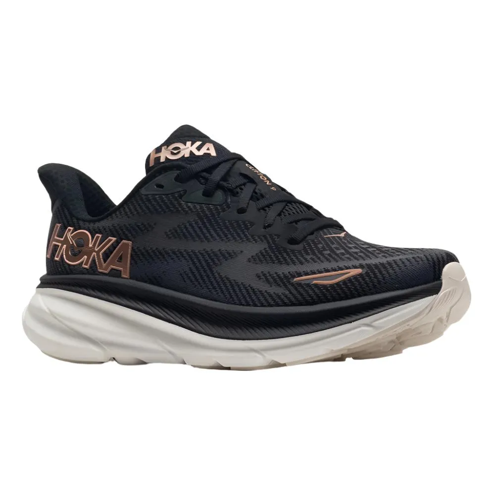 Hoka Women's Clifton 9 Black / Rose Gold