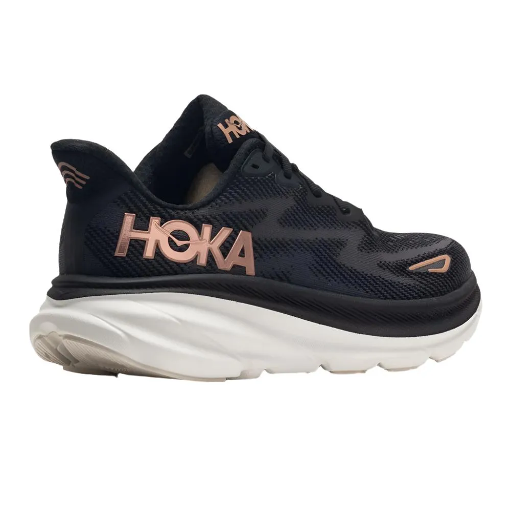 Hoka Women's Clifton 9 Black / Rose Gold