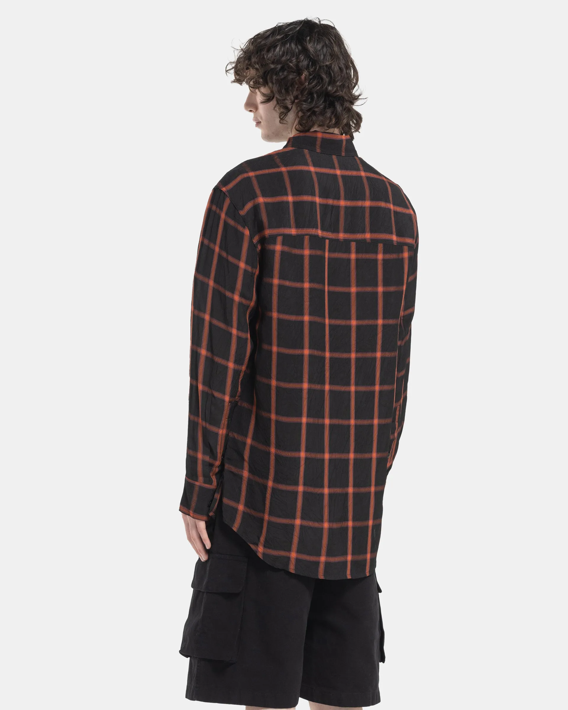 Long Sleeve Oversized Shirt in Black and Orange