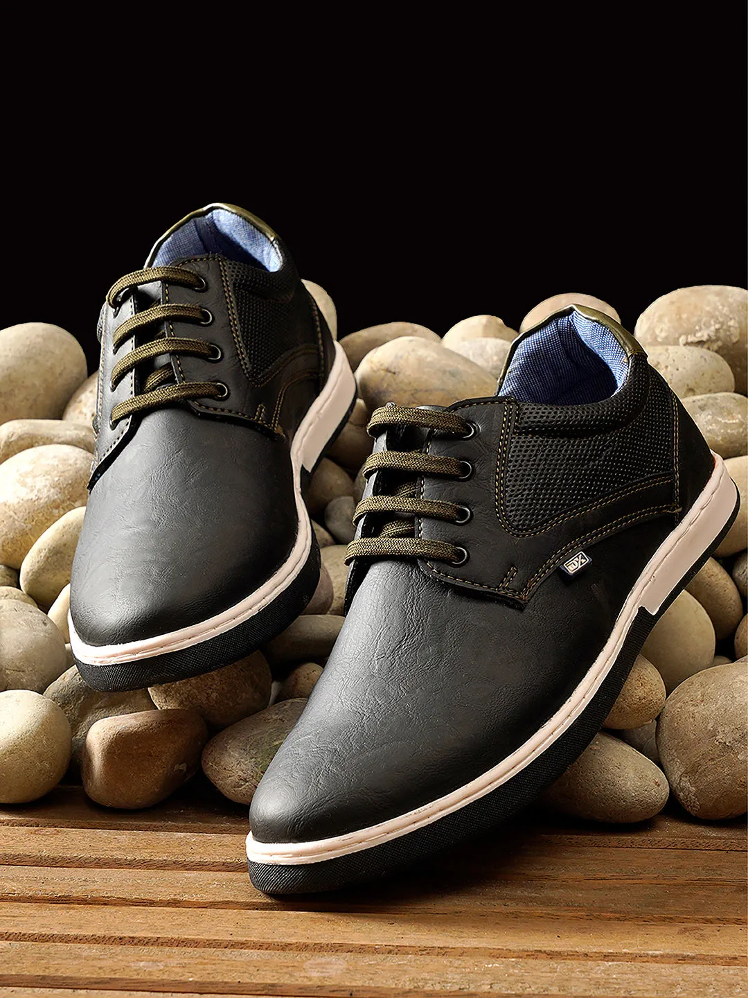 Men's Black Round Toe Lace Up Casual (IX1017)