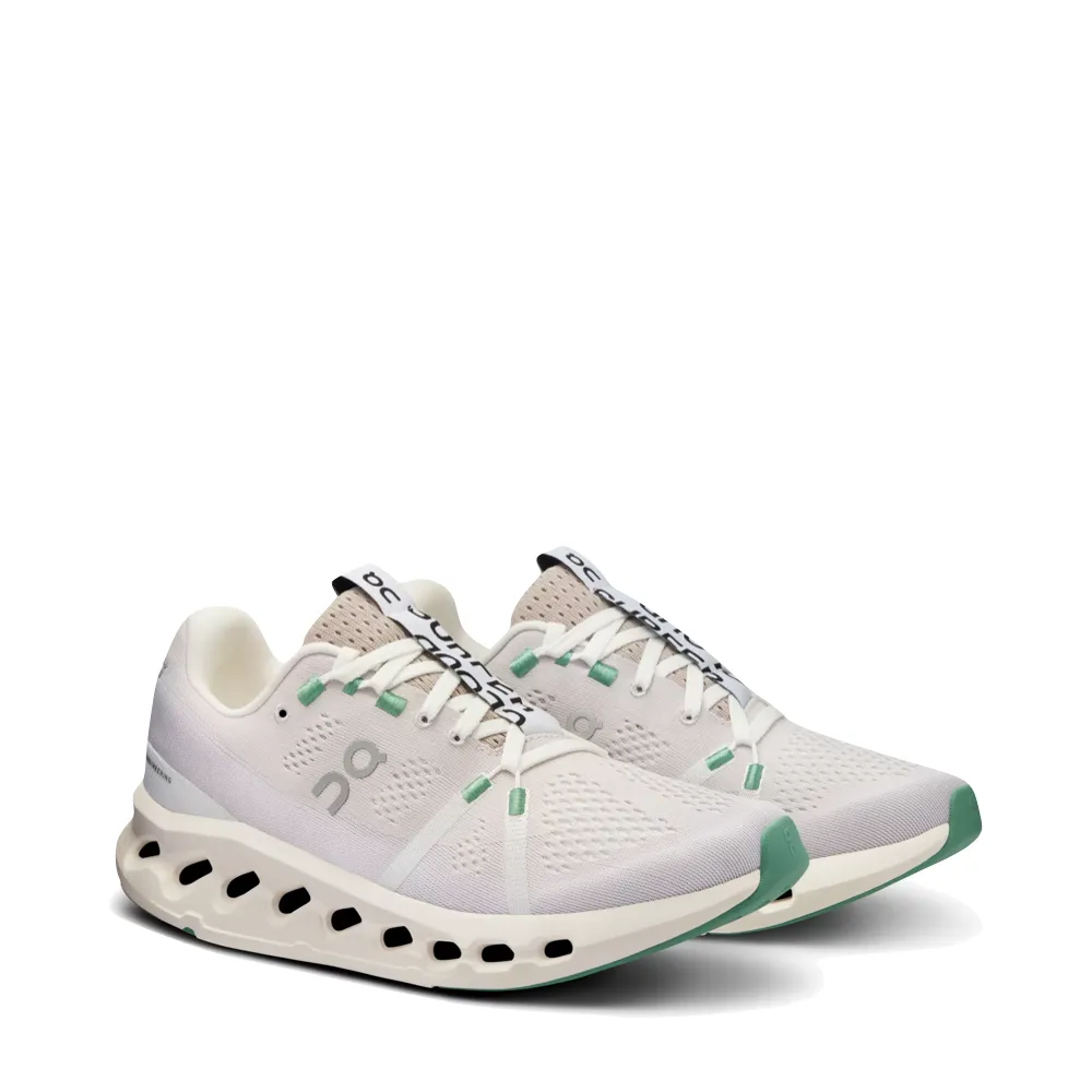 On Women's Cloudsurfer Running Sneaker in Pearl/Ivory