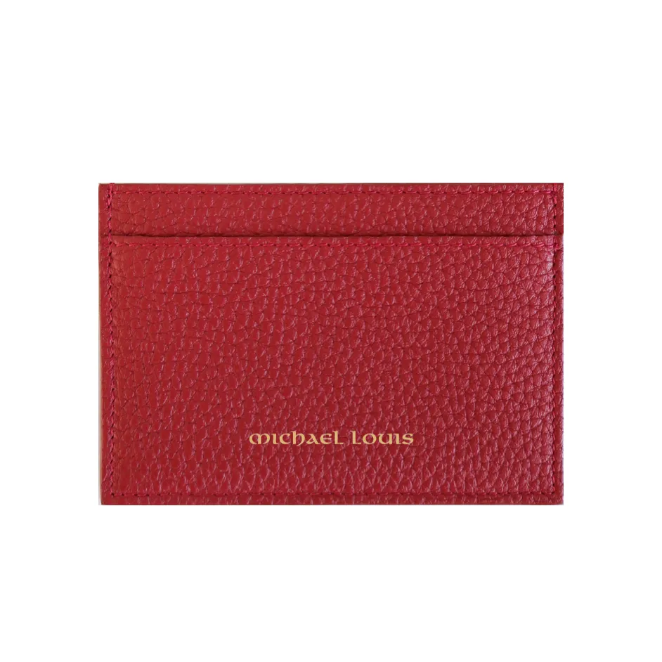 Red Pebbled Leather Classic Card Holder