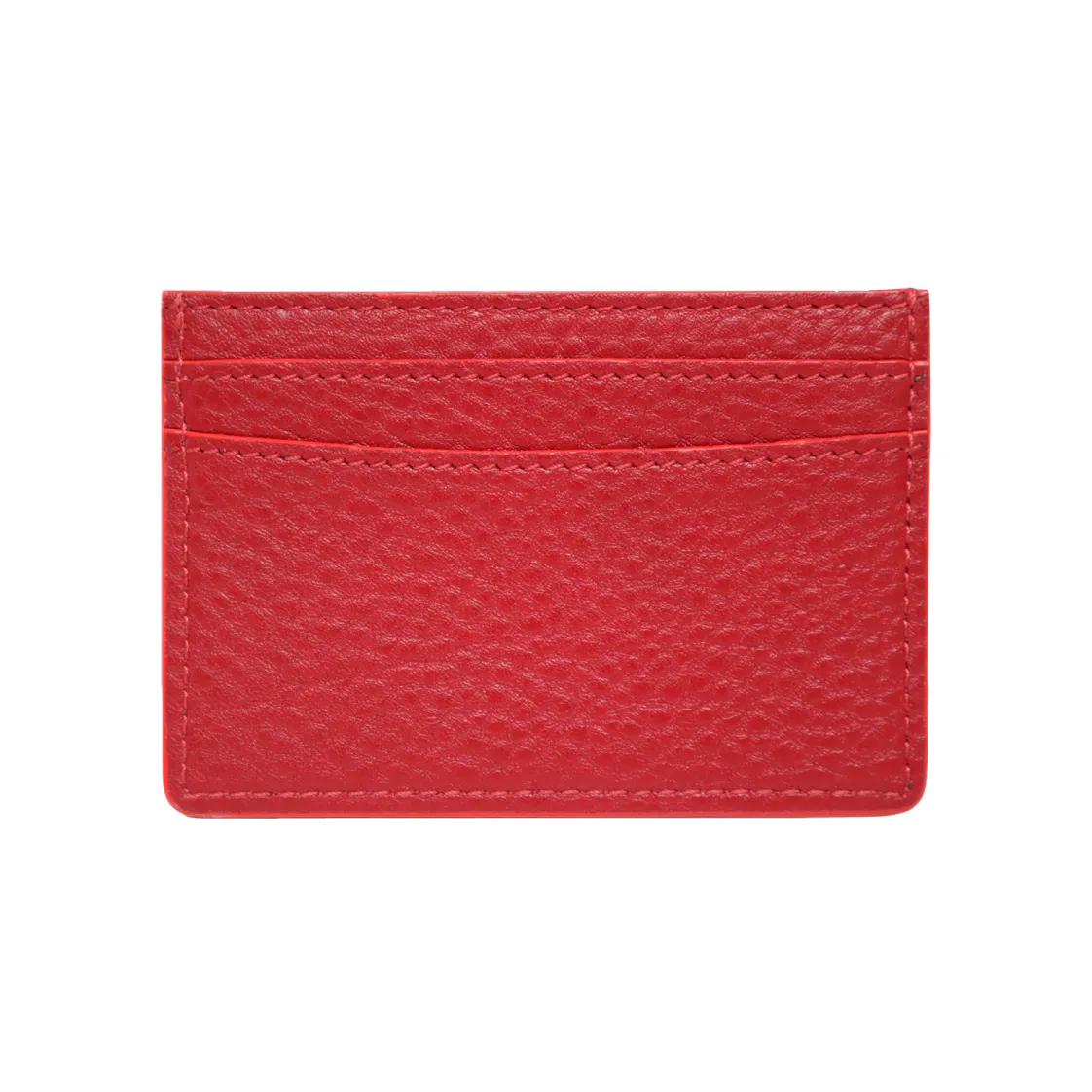 Red Pebbled Leather Classic Card Holder