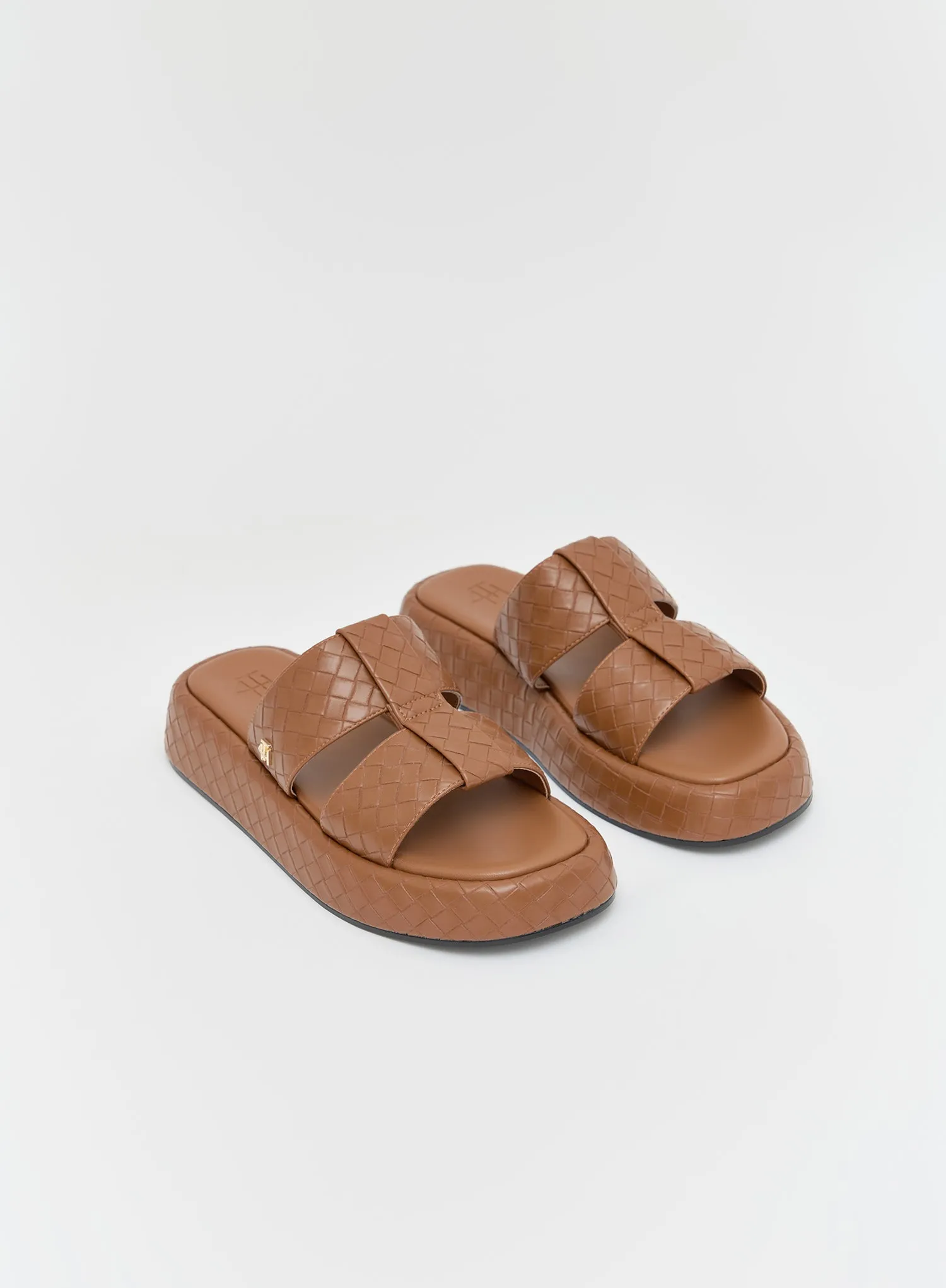 Tan Woven PU Flatform Sandal- Elsa