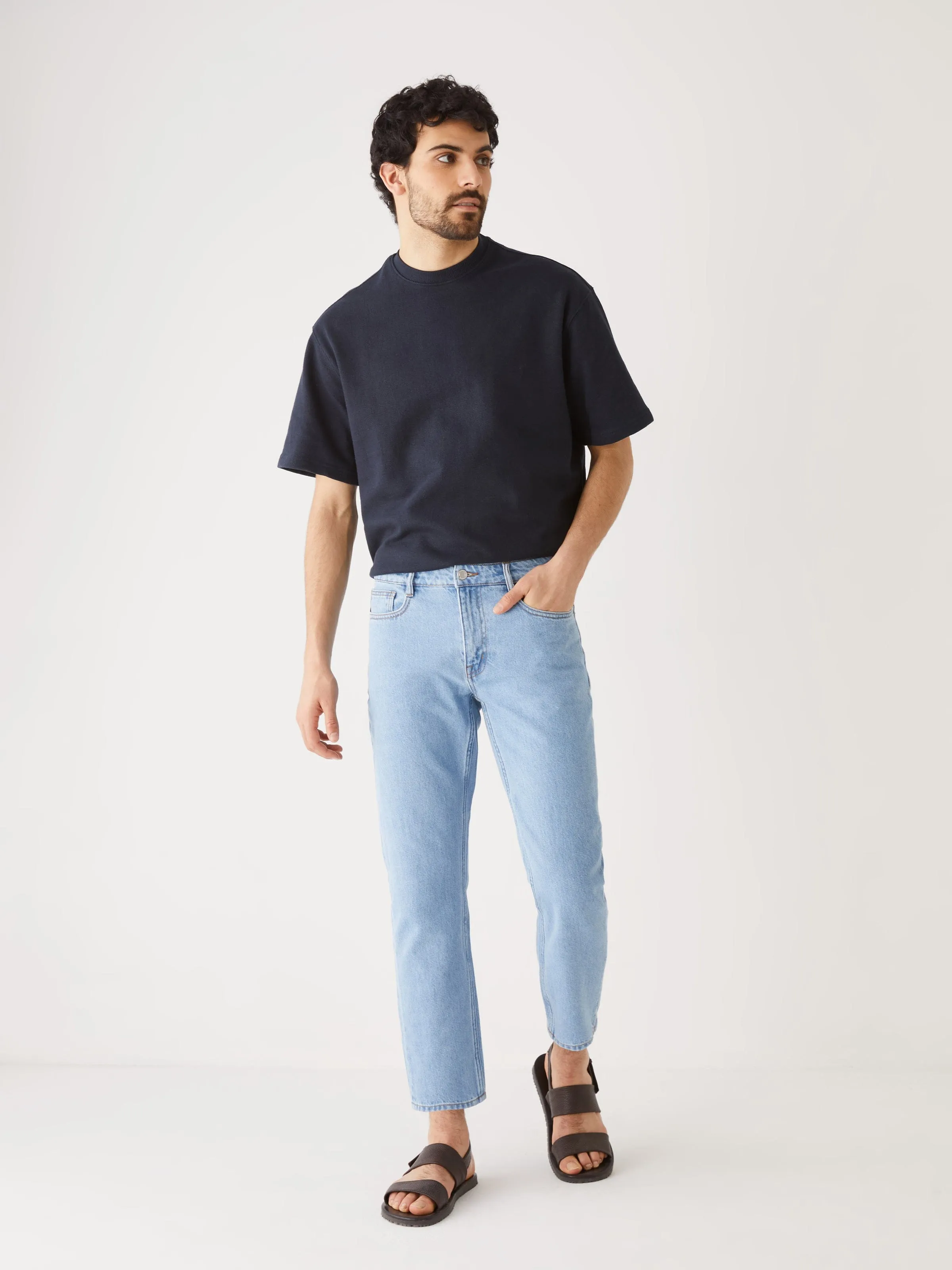 The Slim Fit Hemp Jean in Washed Blue