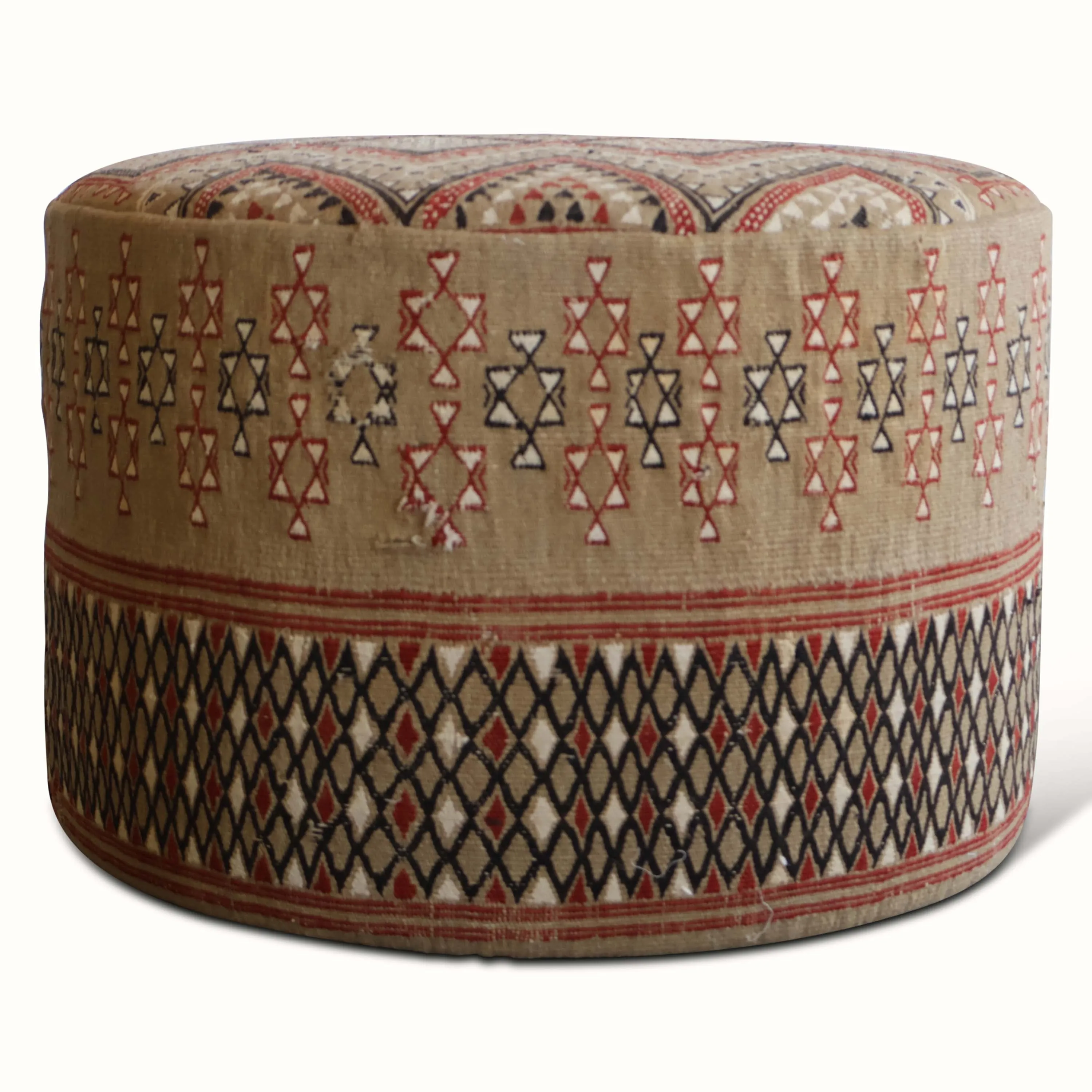 Upholstered Ottoman in a Vintage Moroccan Rug