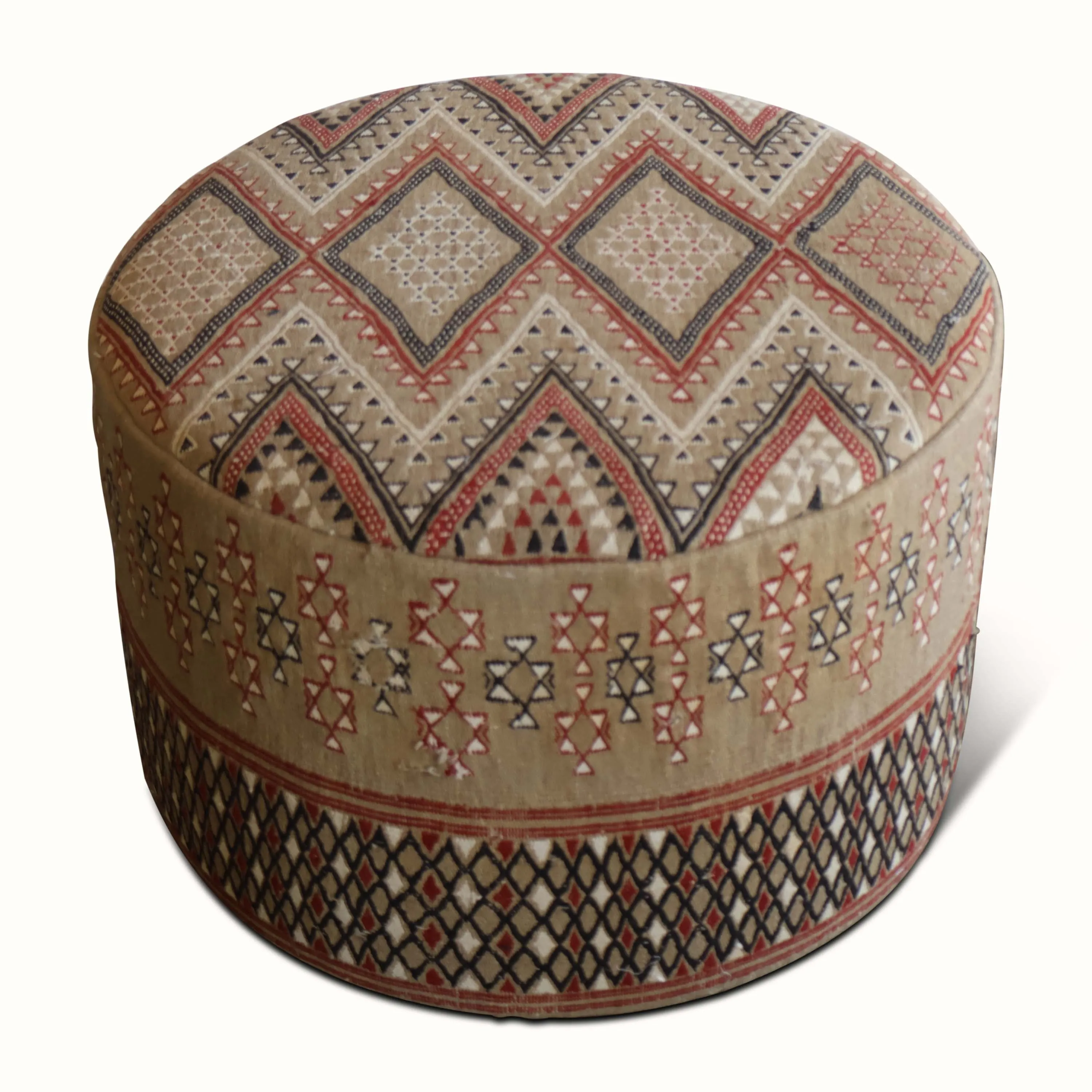 Upholstered Ottoman in a Vintage Moroccan Rug